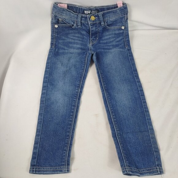 Levis Girls Toddler Embellished Blue Jean Leggings Adjustable Waist Size 4T - Picture 2 of 5